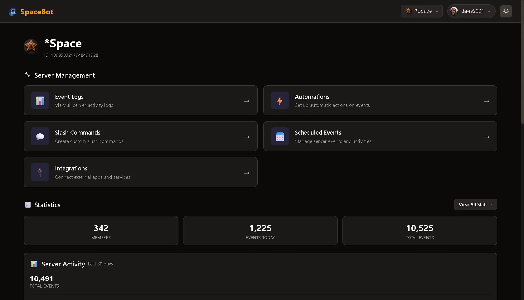 SpaceBot Admin Dashboard