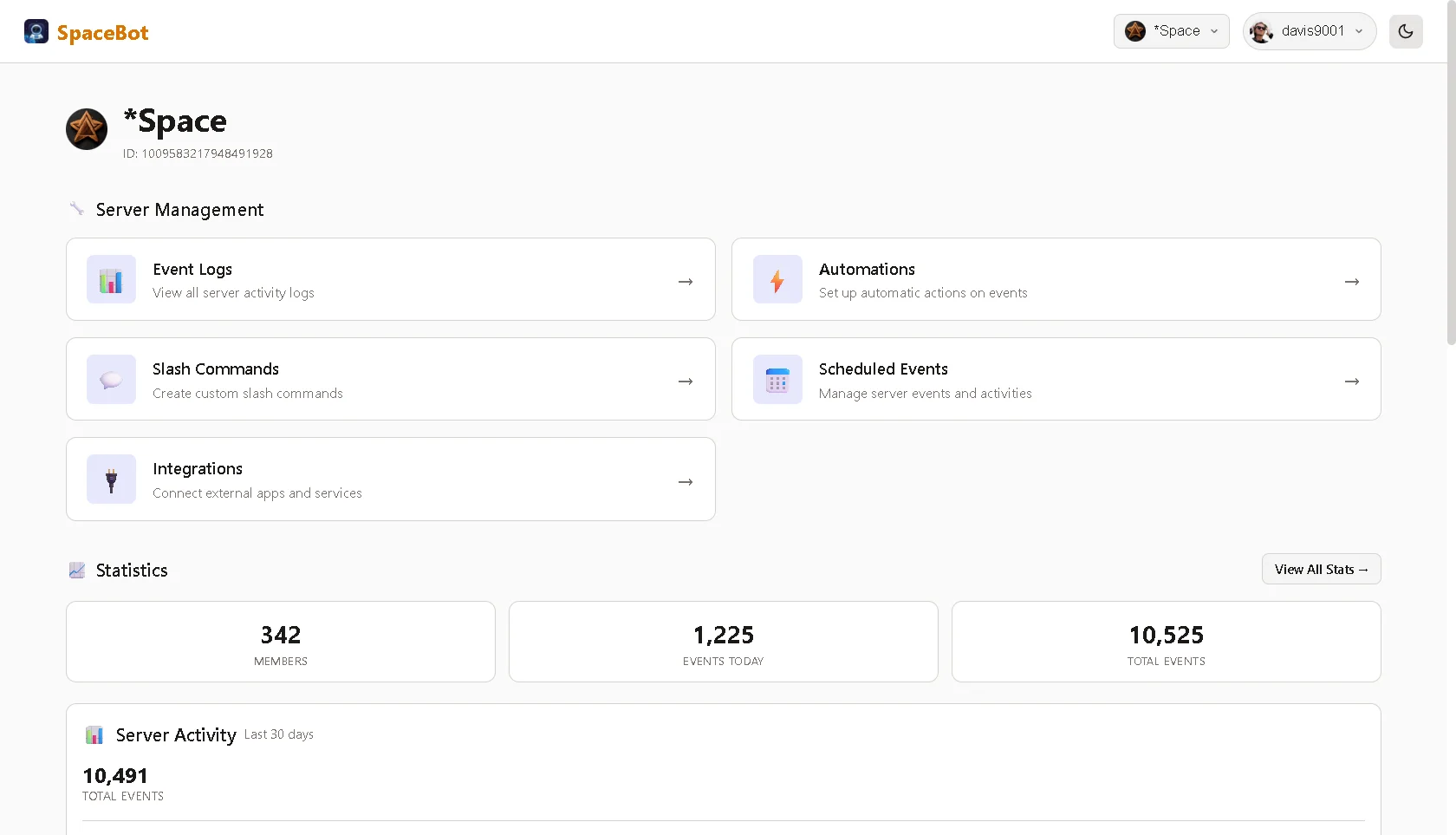 SpaceBot Admin Dashboard